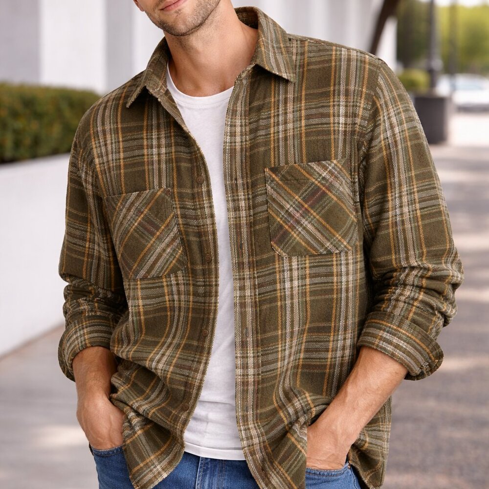 TAG Apparel Men’s Heavy Wool Plaid Shirt Jacket Overshirt 2XL Warm